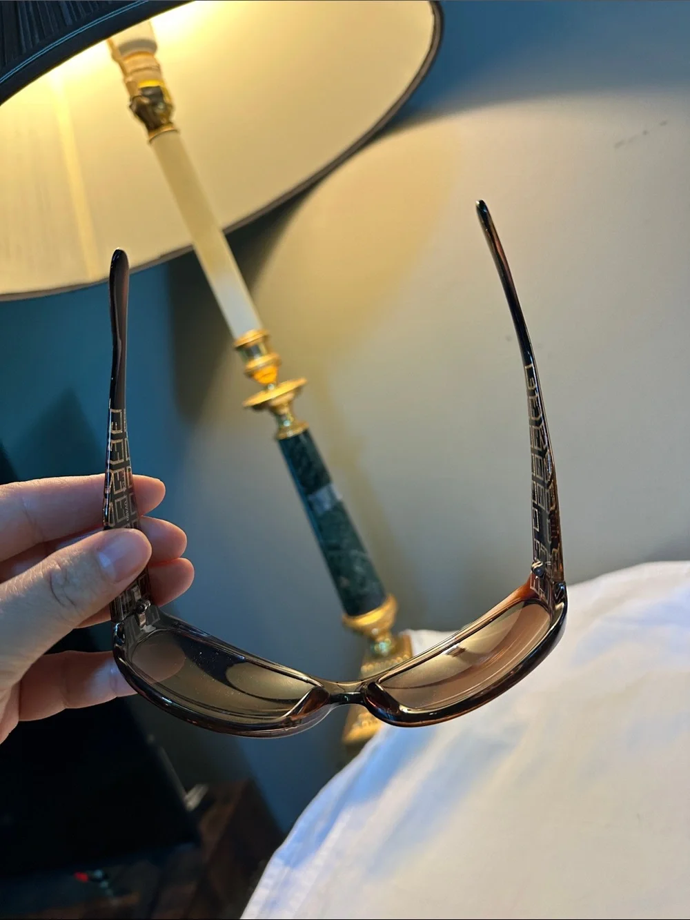 Brown Patterned Women's Sunglasses with Crystal Accent